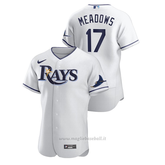 Maglia Baseball Uomo Tampa Bay Rays Austin Meadows Autentico Bianco
